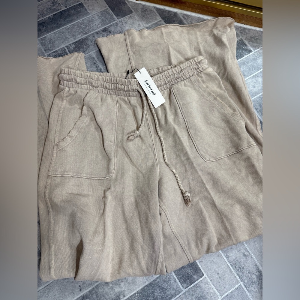 Three Bird Nest Beige Wide Leg Lounge Pants